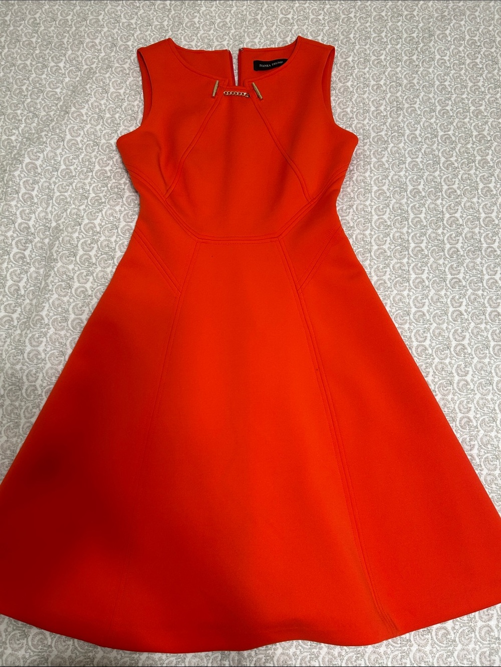 Ivanka Trump Orange Sleeveless Fit-and-Flare Dress